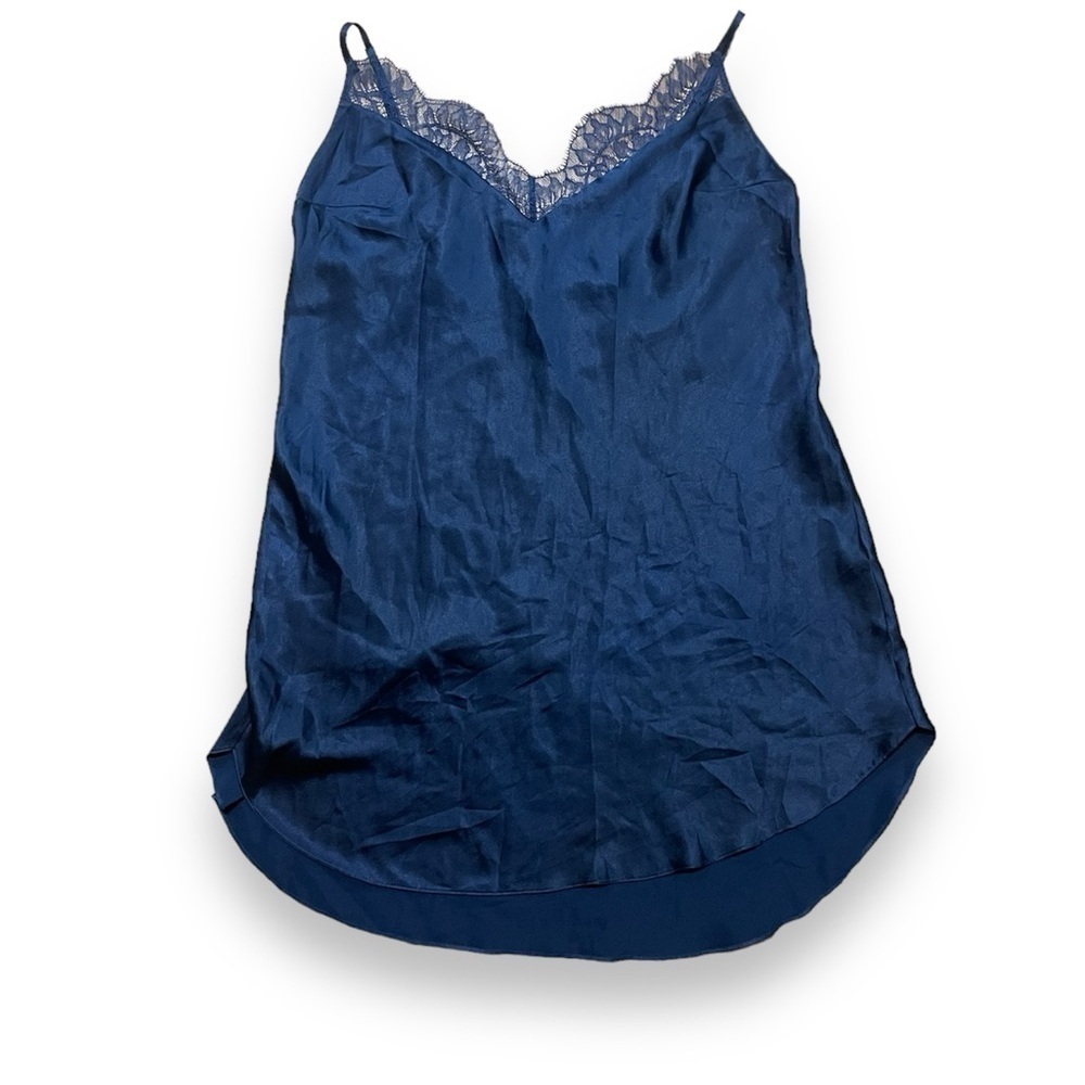 Victoria’s Secret silky navy lace nightgown sleeveless sleepwear camisole